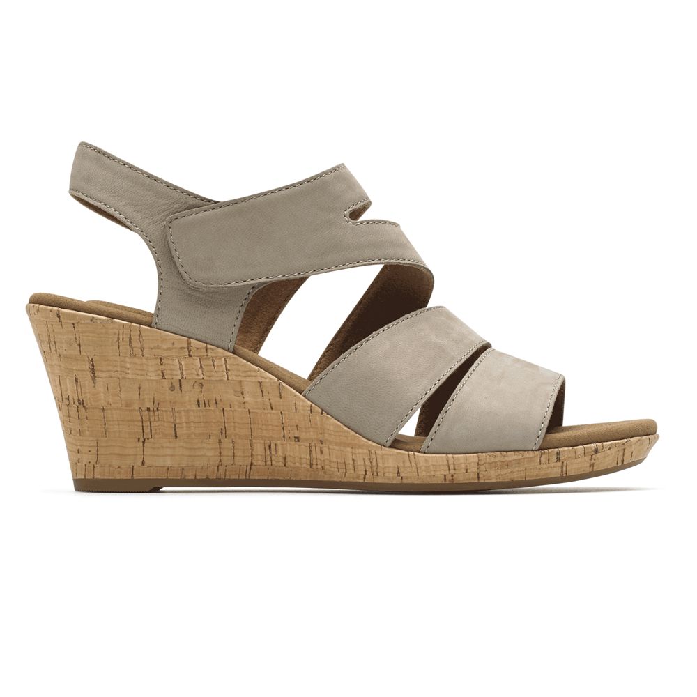 Sandale Cu Pene Rockport Dama Briah Strappy Confort Taupe - Romania 0529-RIBGD